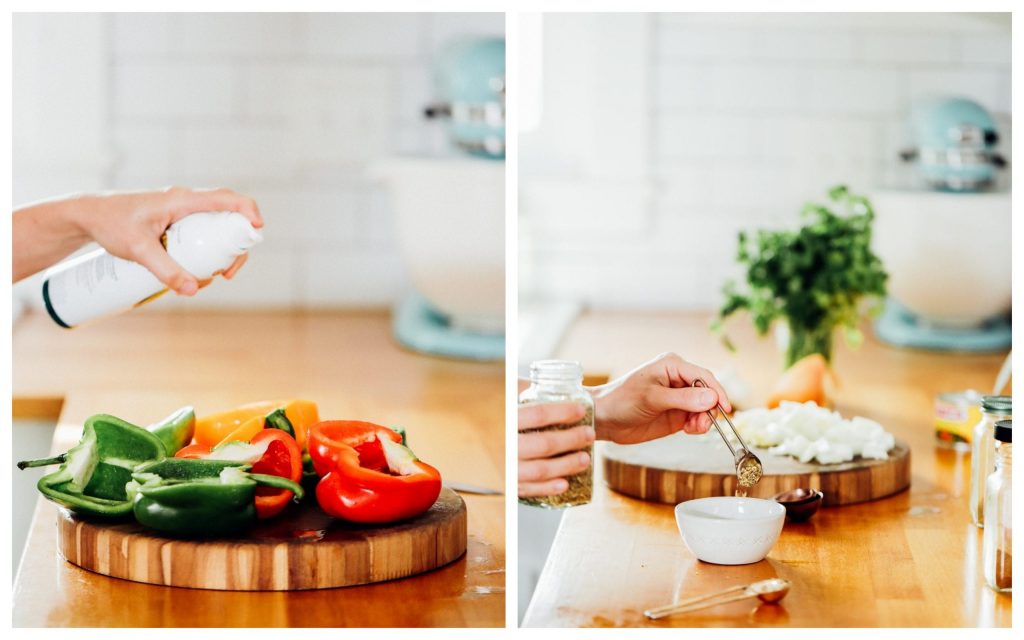 Hearty, vegetarian-stuffed peppers with a Tex-Mex-style filling of beans, rice, salsa, and taco seasonings. Make this meal for dinner, or prep the peppers in advance for a real-food lunch.