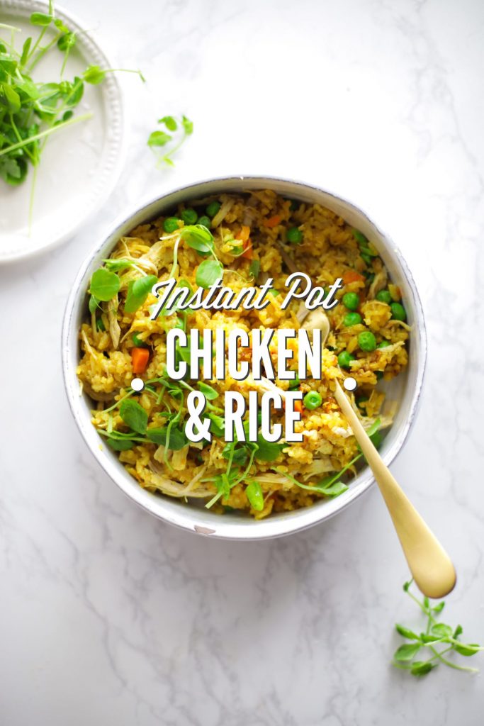 This Instant Pot chicken and rice recipe is as easy as a dinner recipe can get. It’s truly a one-pot, dump the ingredients and forget about it kind of meal.
