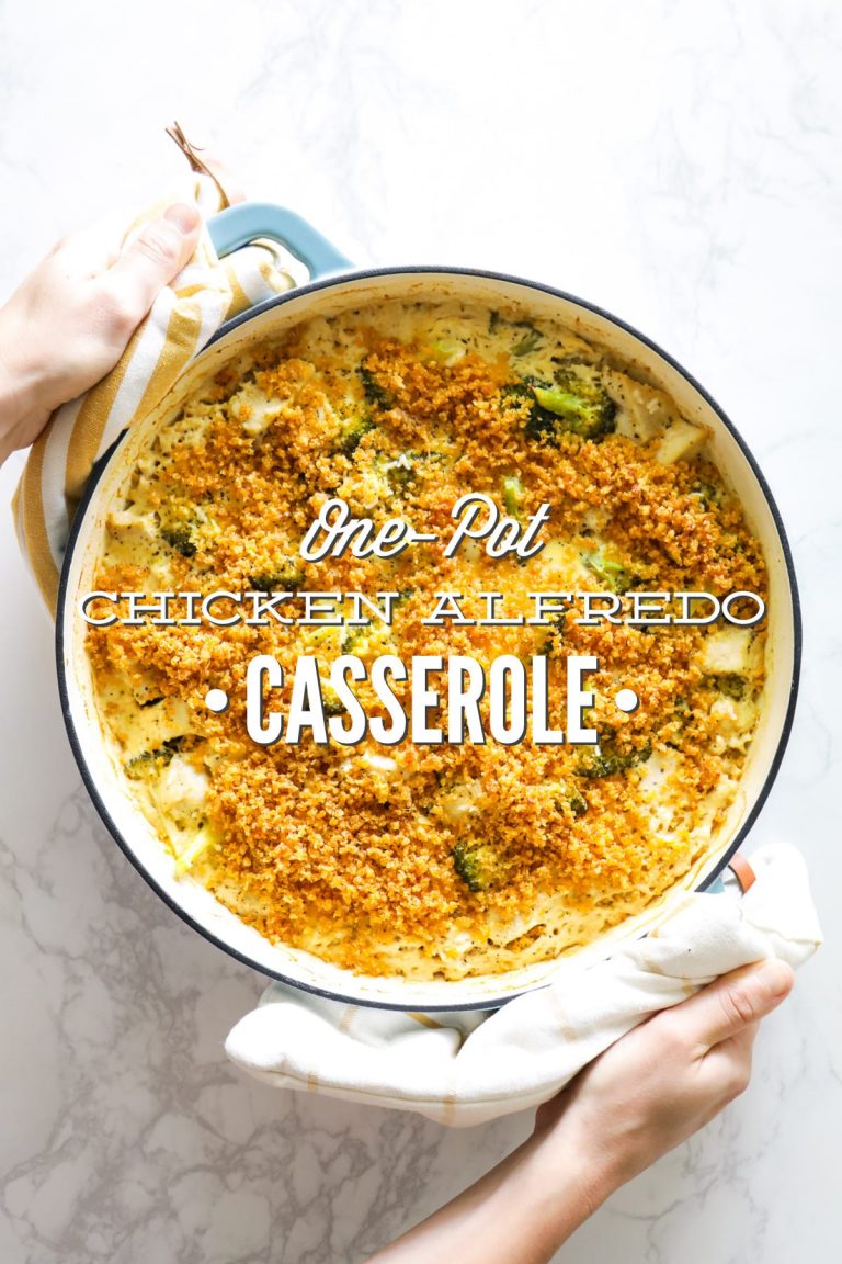 One-Pot Chicken, Rice, and Broccoli Alfredo Casserole (with Homemade Alfredo Sauce)