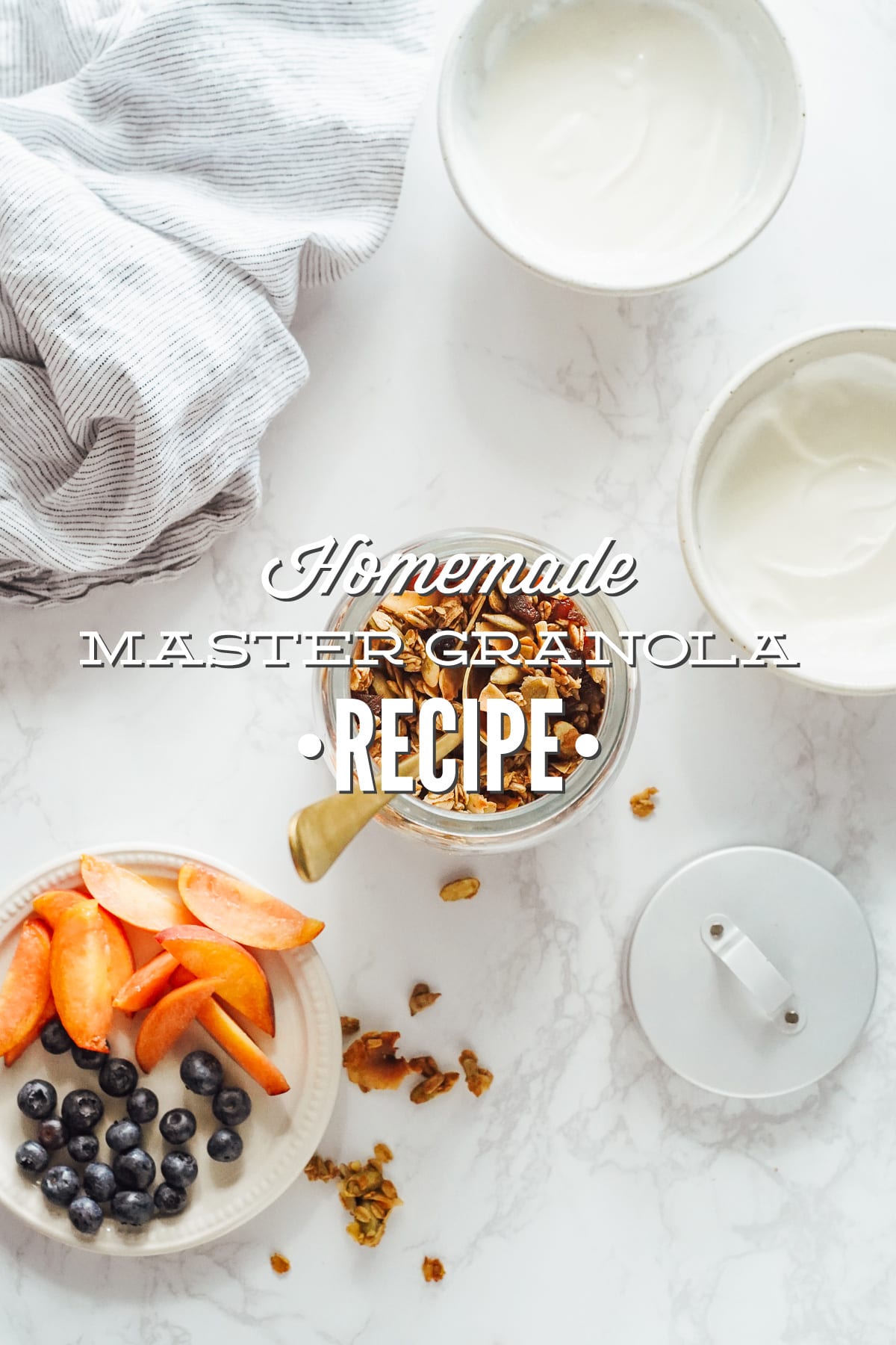 A homemade master granola recipe you can customize to make your own. Use the base recipe, and then choose any spice, dried fruit, or nuts/seeds desired.