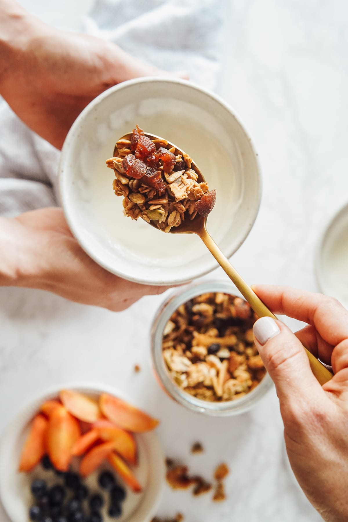 A homemade master granola recipe you can customize to make your own. Use the base recipe, and then choose any spice, dried fruit, or nuts/seeds desired.