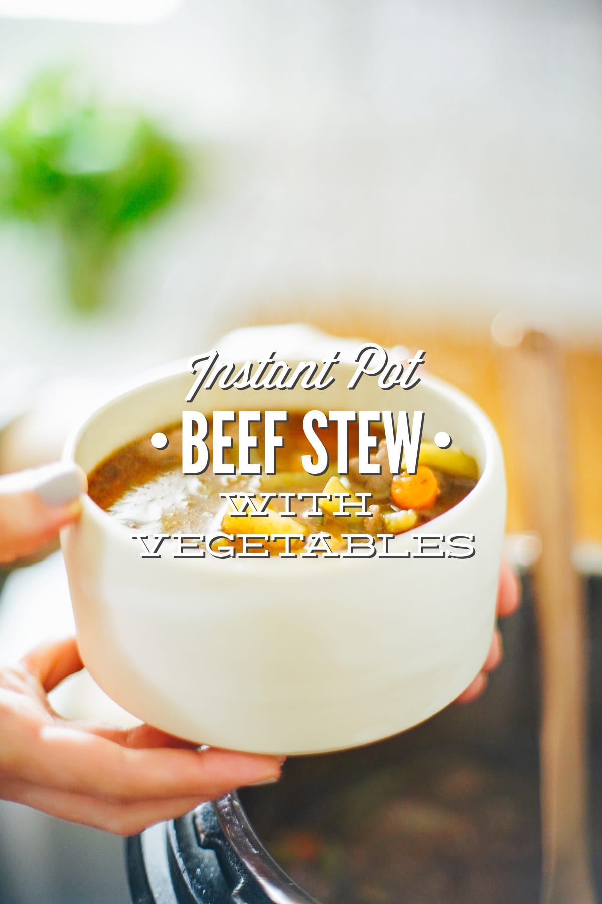 A hearty beef stew with loads of vegetables. This stew is made in the Instant Pot (or electric pressure cooker of choice).