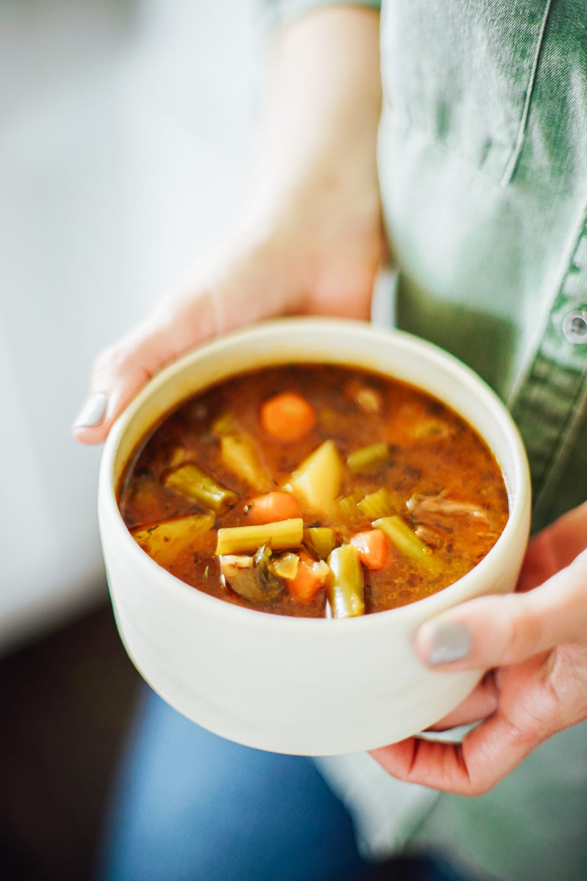 A hearty beef stew with loads of vegetables. This stew is made in the Instant Pot (or electric pressure cooker of choice).