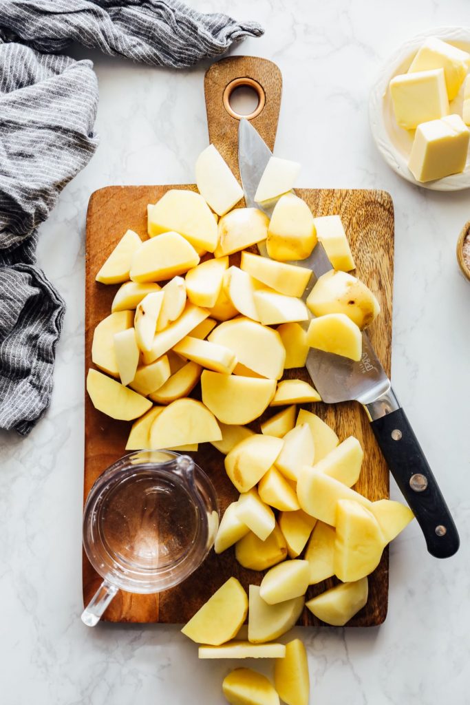 Super easy, one-pot, no-drain Instant Pot mashed potatoes. The easiest potatoes you'll ever make.