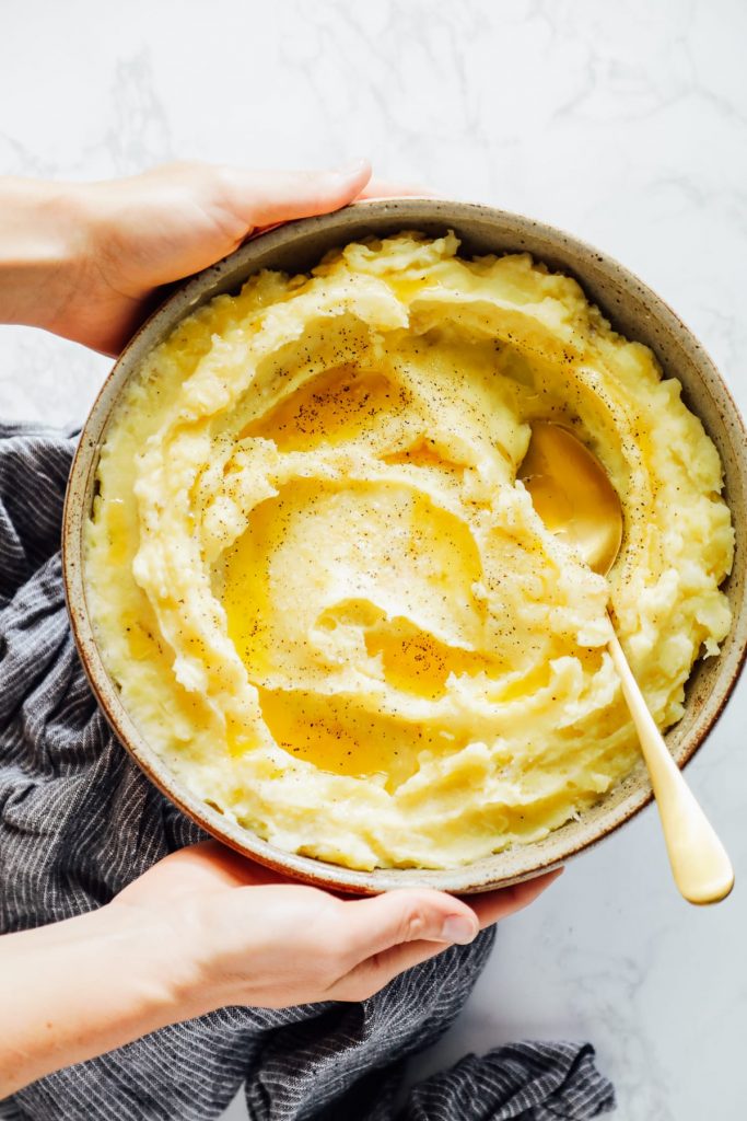 Super easy, one-pot, no-drain Instant Pot mashed potatoes. The easiest potatoes you'll ever make.