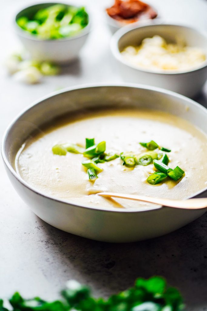 Instant Pot Loaded Cauliflower-Baked Potato Soup (Stove-Top or Pressure Cooker)