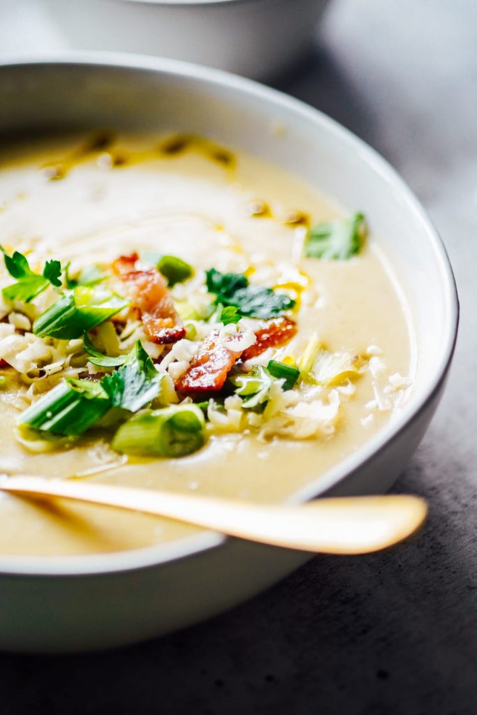 Instant Pot Loaded Cauliflower-Baked Potato Soup (Stove-Top or Pressure Cooker)