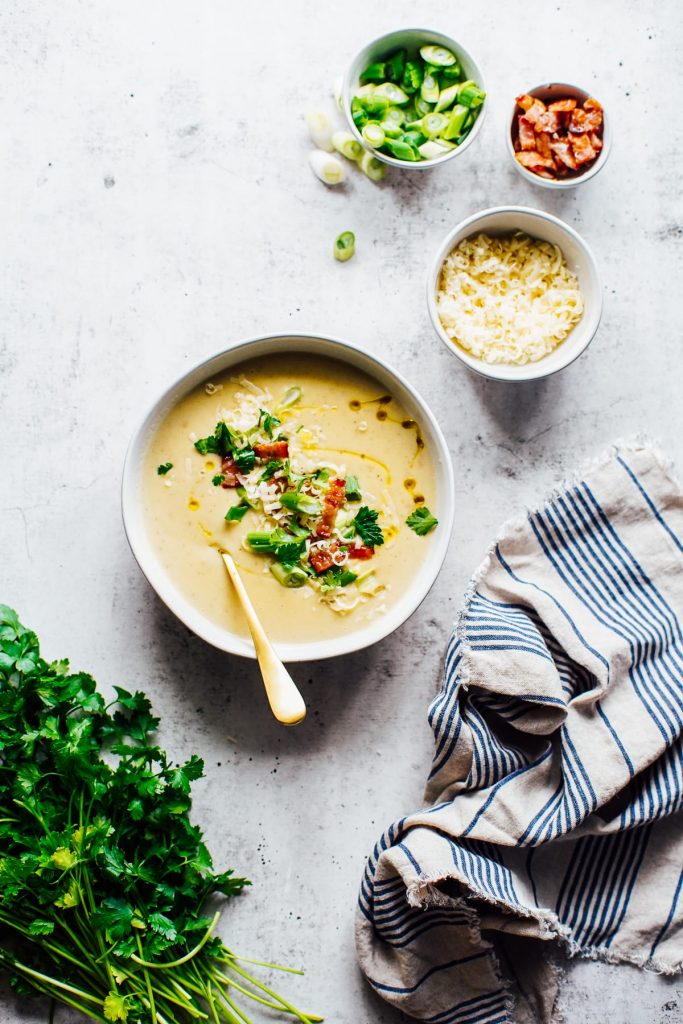 Instant Pot Loaded Cauliflower-Baked Potato Soup (Stove-Top or Pressure Cooker)