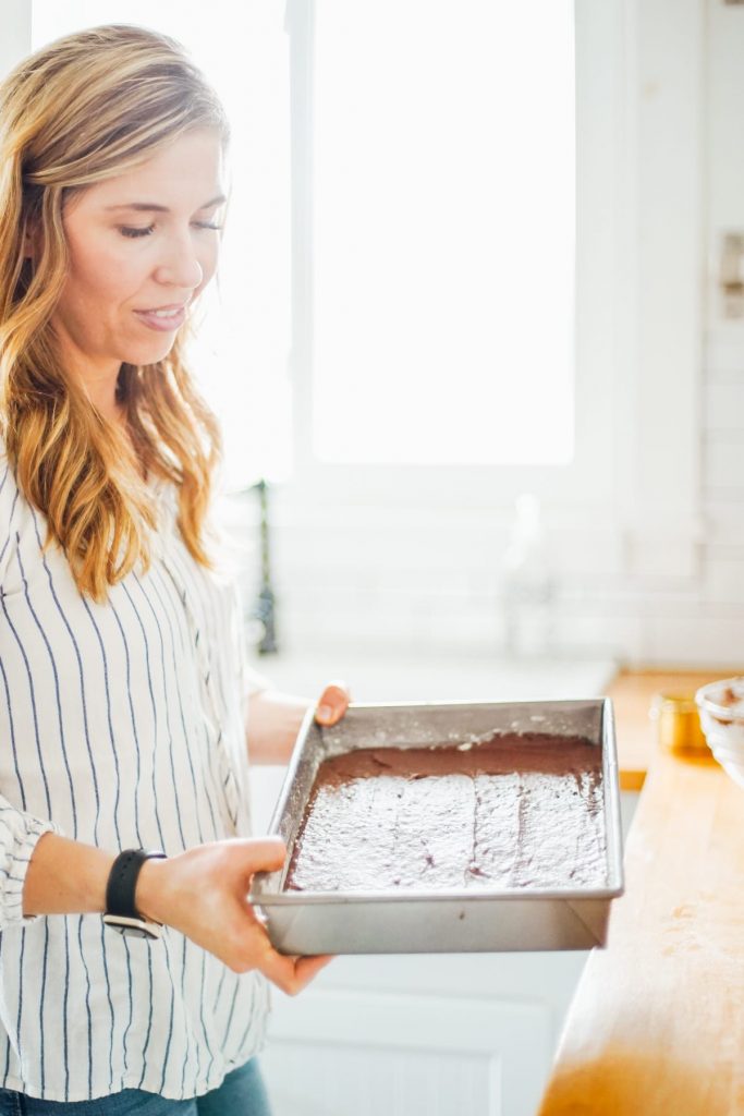 cake batter in cake pan 