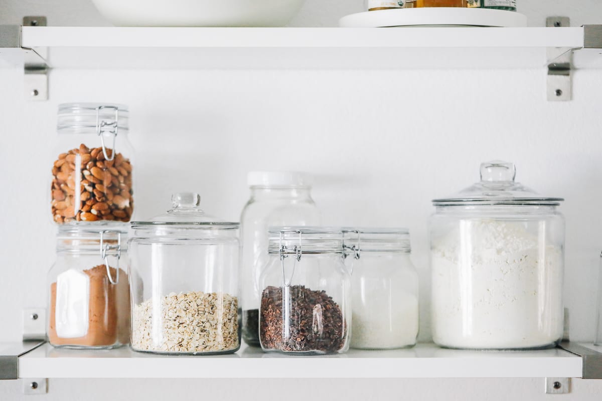 Pantry Items: Einkorn Flour stored in glass jar