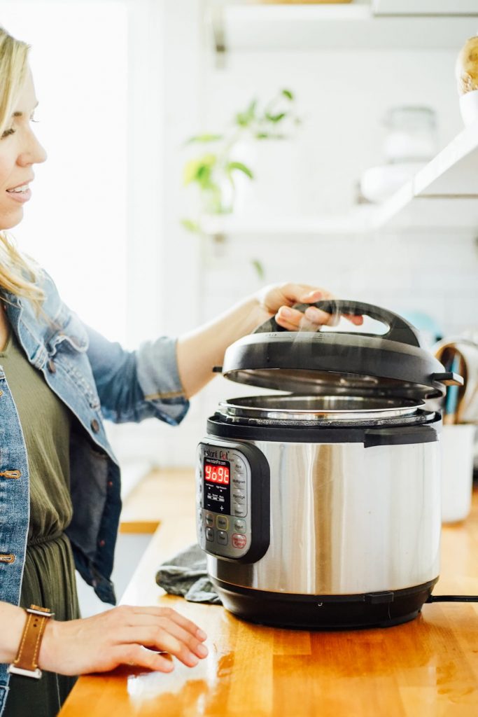 Removing the lid from the Instant Pot