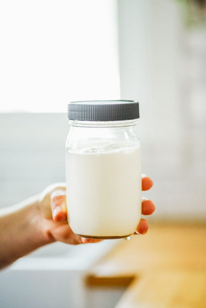 Homemade yogurt in a storage jar