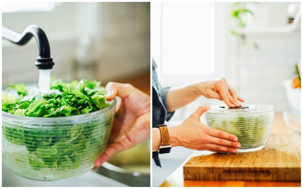 washing leafy greens