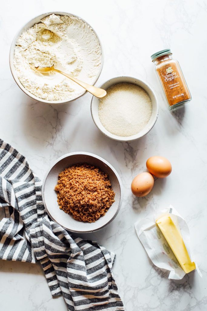 einkorn and ingredients to make snickerdoodle cookies