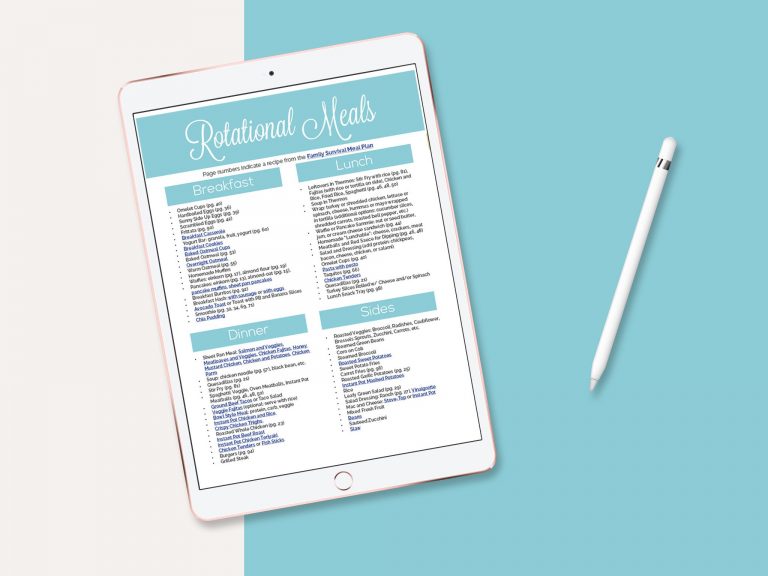 64 Rotational Meal Ideas Cheat Sheet - Live Simply
