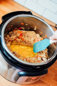 use a rubber spatula to move the eggs around in the Instant Pot
