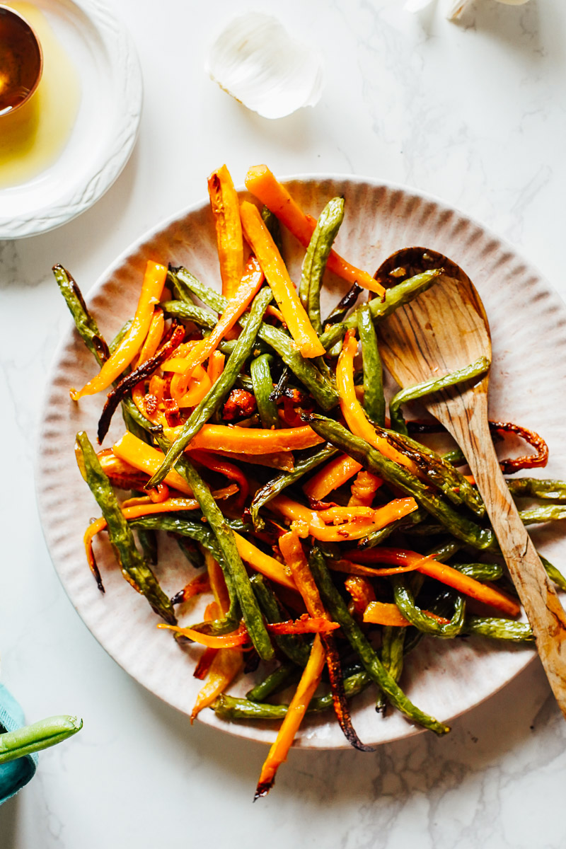 Simple Roasted Green Beans and Carrots