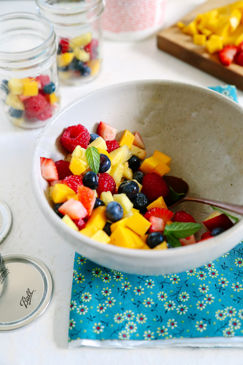 Fruit salad in a bowl.