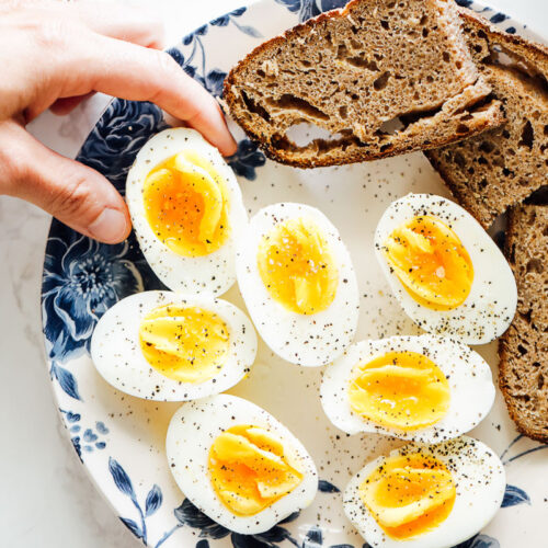 Harboiled eggs on a plate