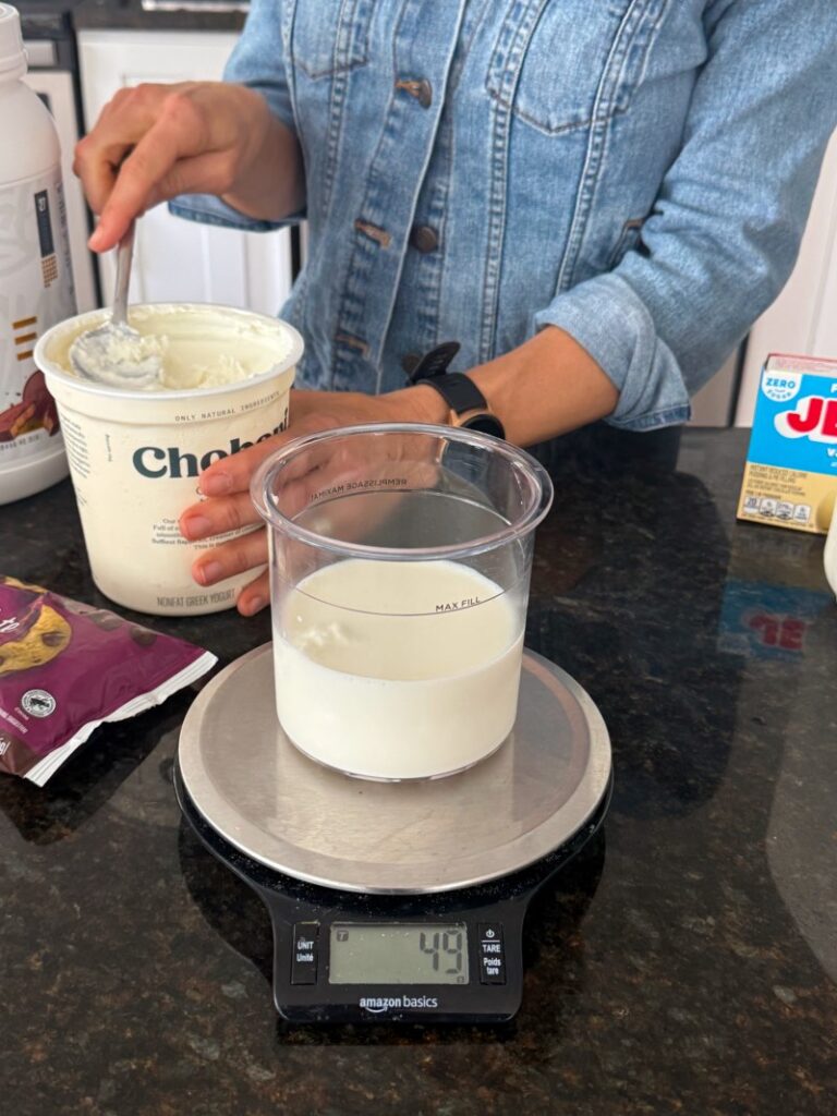 Adding yogurt to the ninja creami jar 