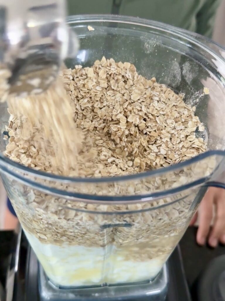 Blender method (no mixing bowls of dry + wet)